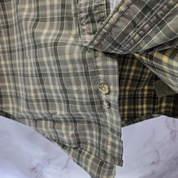 Carhartt Shirt Mens Large Short Sleeve Button Up Plaid Green Collared - Picture 10 of 13